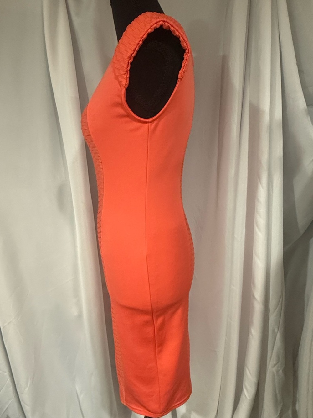 Guess Coral Orange Textured Midi Dress - Picture 3 of 7